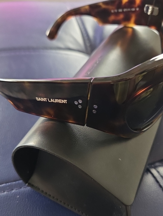 Saint Laurent Accessories - Saint Laurent Tortoiseshell Sunglasses with Gold Logo